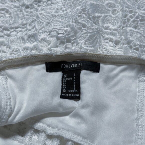 Forever 21 White Lace Floral Adjustable Strap Waist Cut Out Bodycon Dress Small - Picture 8 of 13